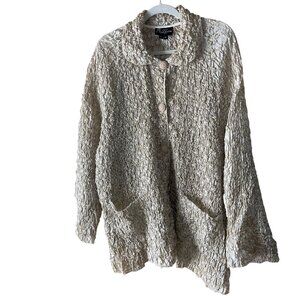 A Head Start Vintage Womens Jacket Size Medium Beige Crinkle Oversized Shirt